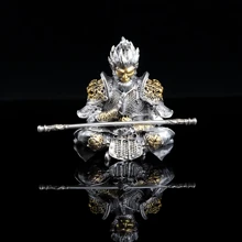 1 bộ Tượng Tôn Ngộ Không Vẽ Tay Kèm 1 Thanh Vòng Vàng/Jin Gu Bang – Đồ Trang Trí Bảng Điều Khiển Xe Hơi Lấy Cảm Hứng Từ Vua Khỉ | Tay Nghề Thủ Công Chi Tiết, Đồ Sưu Tầm Trưng Bày Xe Hơi & Nhà Cửa Độc Đáo | Đồ Trang Trí Thần Thoại Trung Hoa Thủ Công Cao Cấp - Bạc với vàng - Xem 6