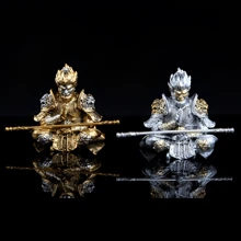 1 bộ Tượng Tôn Ngộ Không Vẽ Tay Kèm 1 Thanh Vòng Vàng/Jin Gu Bang – Đồ Trang Trí Bảng Điều Khiển Xe Hơi Lấy Cảm Hứng Từ Vua Khỉ | Tay Nghề Thủ Công Chi Tiết, Đồ Sưu Tầm Trưng Bày Xe Hơi & Nhà Cửa Độc Đáo | Đồ Trang Trí Thần Thoại Trung Hoa Thủ Công Cao Cấp - Bạc với vàng - Xem 2