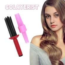 2 件套染发刷、塑料梳、卷发梳、卷发刷、美发工具 - 彩色 - 查看 1