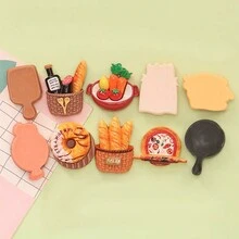 1 套/10 件逼真食物玩具火锅、面包、龙虾、披萨、奶油粘土钥匙扣、发夹、冰箱贴、树脂装饰套装 - 多色 - 查看 2