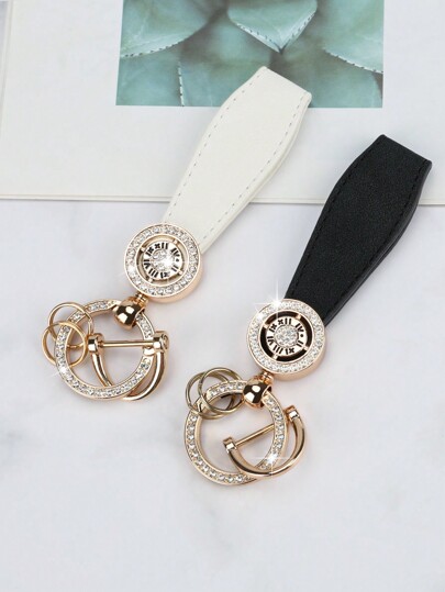 1pc Fashionable Roman Numerals Keychain Automotive Key Chain With Anti-Lost O-Ring Simple Key Chain Ring Lanyard Saddle Keychain For Car Key For Men Women