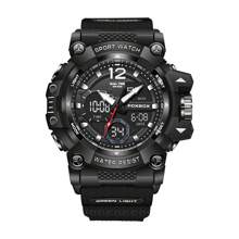 Reloj de cuarzo dual para hombre de negocios Foxbox, con pantalla dual, resistente al agua, luminoso, multifuncional, de moda y calendario - Negro - Ver 12