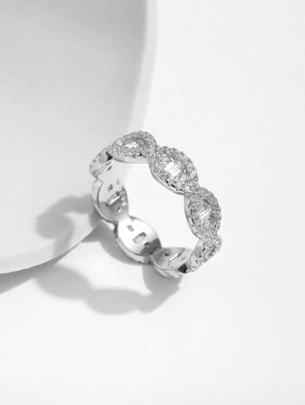 MODIAN خاتم إبدي لامع من الفضة الاسترلينية 925 بزركونيا شفافة هندسية للنساء هدية المجوهرات الفاخرة للعطلات