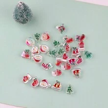 5 cái/gói hạt Acrylic hỗn hợp ngẫu nhiên theo chủ đề Giáng sinh DIY làm đồ trang sức dây đeo điện thoại - Nhiều màu - Xem 1