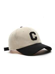 1 chiếc mũ lưỡi trai cong vành cong chữ C in hoa cổ điển đơn giản, thời trang ngoài trời đường phố Halloween - A - Xem 6