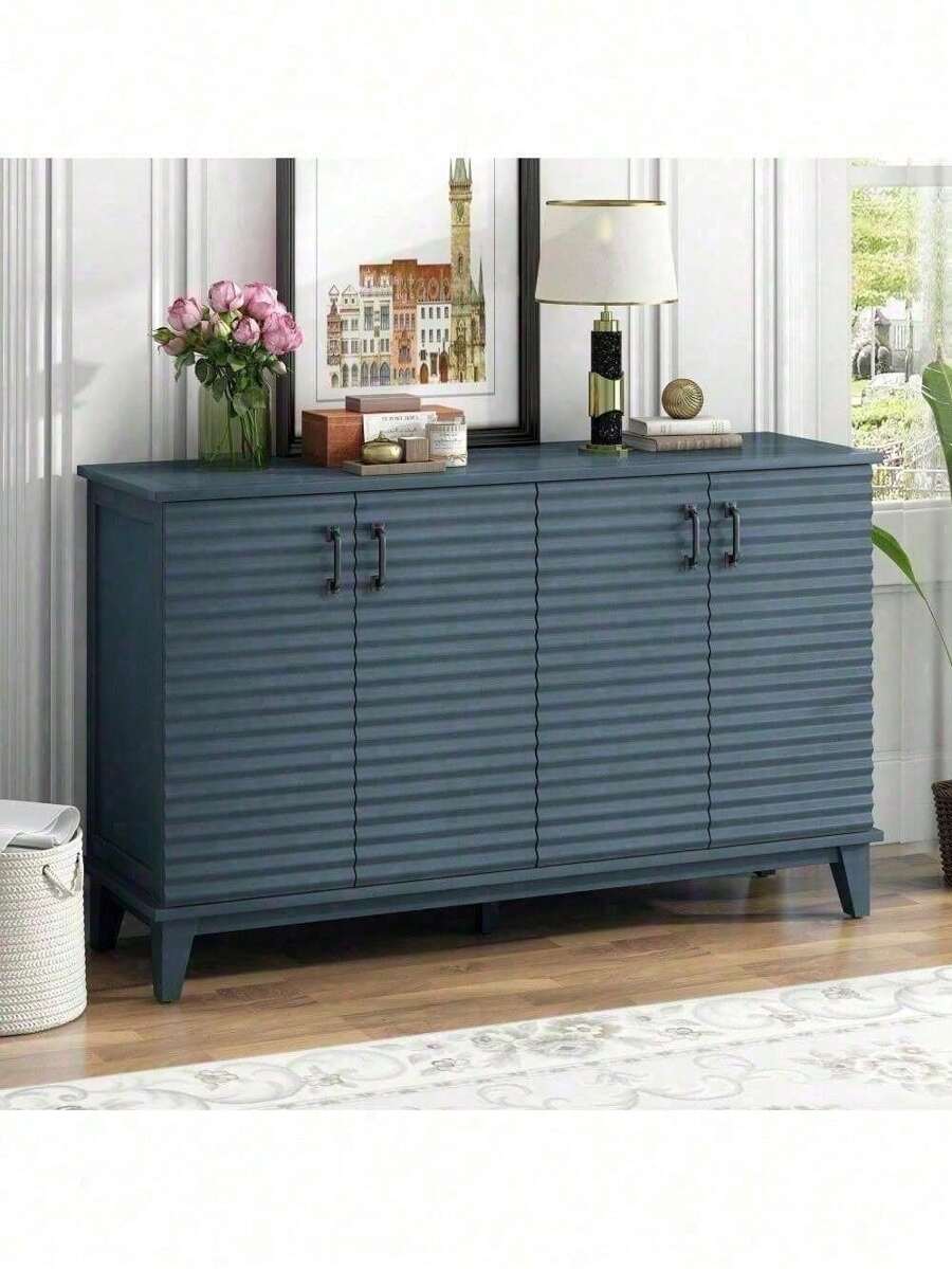 Sideboard With 4 Door Large Storage Buffet With Adjustable Shelves And