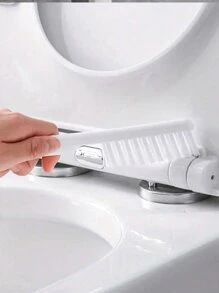 1 pièce Ensemble de brosse de toilette 2-en-1 avec support, en matériau PP, brosse de nettoyage en silicone, brosse de toilette murale avec boîte de rangement, convient pour la salle de bain et les toilettes, Fête des Mères et Pâques