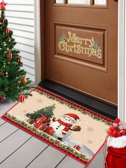 1 件圣诞地垫、圣诞树雪人雪花图案圣诞快乐门垫前门迎宾地毯、圣诞装饰、圣诞装饰、家居装饰、圣诞快乐家居装饰、圣诞饰品、圣诞