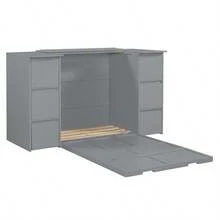 Twin Size Murphy Bed With Drawers, Cabinets And USB Ports, Gray - Gray+MDF+LVL+Twin as Pic - View 16