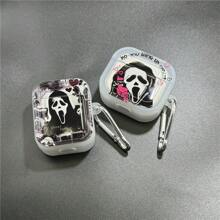 Halloween Phone Ghost Applies To Apple Airpods1/2 Generation Bluetooth Ear Case Airpodspro2 Earphone Protective Case New 3 Generation + Mountain Buckle - Funny Face + Carabiner - View 8