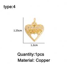 1 件装 10 款金属心形小盒吊坠 DIY 爱心金色项链配件适用于珠宝制作手链吊坠装饰用品 - 金色 - 查看 7