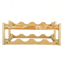 Buyter Solid Wood Household 8 Bottle 2 Tier Wine Rack Creative Wine Rack Wooden Wine Bottle Storage Rack European Wine Bottle Rack - Brown - View 1