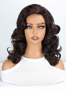 16 Inch Shawl Large Wave Roll Chemical Fiber Hair For With Bangs Fashion Women Synthetic Wig For Daily Or Holiday Party Halloween Costume Party Wear