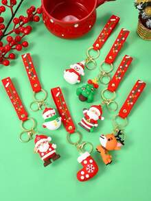 1 móc chìa khóa tuần lộc ông già Noel người tuyết nhiều màu Giáng sinh, trang trí lễ hội thích hợp cho cây thông Noel, móc chìa khóa ô tô & phụ kiện - Nhiều màu - Xem 1