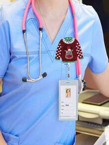 1 chiếc, Kiểu áo len Giáng sinh, Ông già Noel, Người tuyết, Nai sừng tấm, Giá đựng thẻ có thể thu vào, Xoay 360°, Thích hợp làm giá đựng thẻ ID, Bác sĩ, Y tá, Giá đựng thẻ tên giáo viên, - Nhiều màu - Xem 5