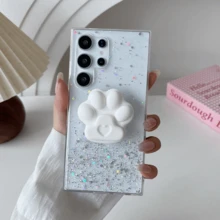 黑色大孔TPU软壳星空闪光DIY可爱猫爪可调节支撑保护壳兼容Apple Iphone11/12/13/14/15/16promax，三星S22 / S23FE / S24U / A55 / A05 / A05s / A34 / A24 / A12 / A13Redmi Note11/12/13pro +，小米13C，OPPO RENO 11F / RENO12，Infinix，华为P30LITE / P70PRO，荣耀90LITE / 70LITE / X8B / X9A，VIVO和其他IPHONE手机壳 - 黑色 - 查看 12