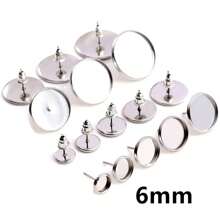 20 件 6-20 毫米内径圆形耳环耳钉空白底座托盘适用于凸圆形边框 DIY 耳环珠宝制作配件