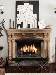 mama look 1 件/3 件壁炉墙贴适用于客厅卧室贴纸装饰可移除 PVC 贴花房间壁画、贴纸、墙贴花、乙烯基贴花用于家居装饰、春季装饰品让您的家焕然一新、拉玛装饰贴纸 - 彩色 - 查看 5