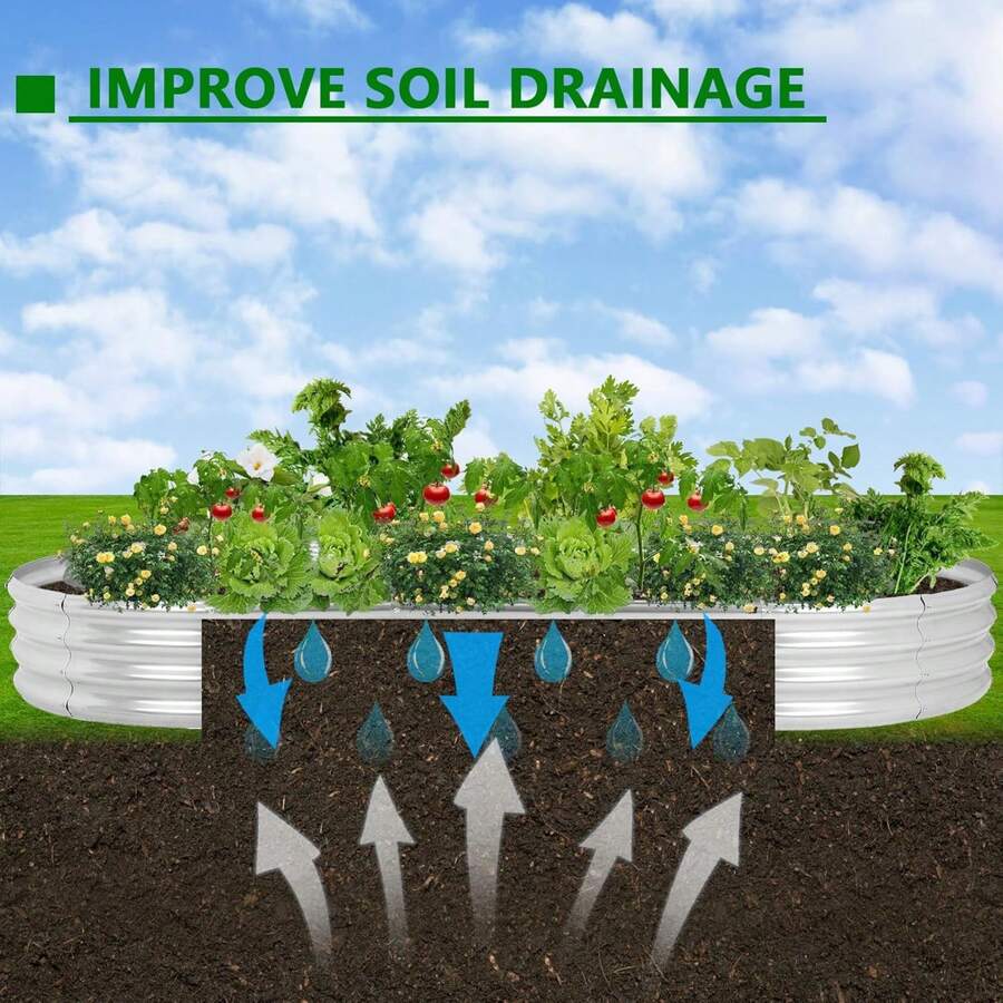 Raised Garden Bed 6x3x1ft Galvanized Planter Box With Safety Edging