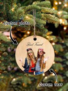 LICVIC 1件个性化照片圣诞装饰品 - 2025年定制照片圣诞装饰品，圣诞树装饰品，圣诞装饰，送给父母、宠物、朋友的圣诞礼物，送给女性朋友的友谊礼物，送给女性的生日礼物，送给远方朋友、闺蜜、职场闺蜜的礼物，时尚设计 - 風格3 - 查看 10