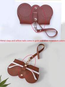 1個可攜式pu皮眼鏡收納袋,女性專用的太陽眼鏡盒配有夾子,時尚的近視眼鏡盒 - 彩色 - 查看 5