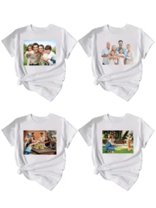 Customized Women's Casual T-Shirt With Personalized Text/Image (Badge Graphics/Company Logo/Family Photo/Selfie), Spring/Summer - White - View 3