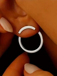 1 对优雅简约几何耳钉，适合男女日常和派对佩戴 - 三角形 - 查看 5