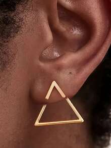 1 对优雅简约几何耳钉，适合男女日常和派对佩戴 - 三角形 - 查看 3