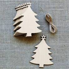 10 piezas Decoraciones navideñas Etiquetas colgantes de árbol de Navidad de madera artesanal Decoración para el hogar DIY Pintura Rebanadas de madera, Navidad