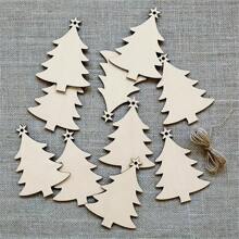10 piezas Decoraciones navideñas Etiquetas colgantes de árbol de Navidad de madera artesanal Decoración para el hogar DIY Pintura Rebanadas de madera, Navidad