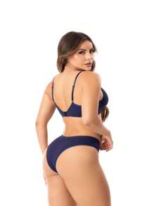 Kit 3 Lingerie Sets Bra With Ribbed Cups Panties Thong Sensual Comfortable Bra Lingerie SOFIA - Nhiều màu - Xem 2