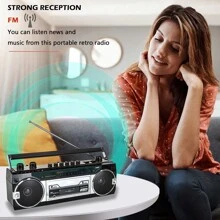 Retro Boombox, Radio Cassette Player Recorder, AM/FM -SW1/SW2 Radio, USB/Micro SD Slots, Headphone Jack, Convert Cassettes To USB/SD, Classic 80s Style Retro, Black, Built-In Microphone