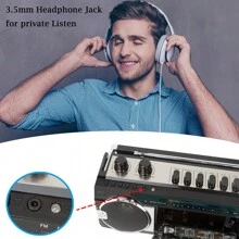 Retro Boombox, Radio Cassette Player Recorder, AM/FM -SW1/SW2 Radio, USB/Micro SD Slots, Headphone Jack, Convert Cassettes To USB/SD, Classic 80s Style Retro, Black, Built-In Microphone