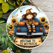 1 个 8 * 8 英寸丰收节小矮人向日葵枫叶南瓜足球感恩节装饰万圣节装饰圆形木制节日装饰墙面装饰门装饰窗饰秋季家居装饰卧室装饰丰收节派对装饰 - 多色 - 查看 17