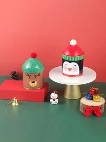 1 个空马口铁收纳盒、小糖果盒、便携式包装铁盒、户外旅行用品、家庭整理和收纳用品、圣诞收纳罐可爱老人雪人企鹅驯鹿印花马口铁盒、彩色可爱便携式铁盒，用于糖果、茶叶、收纳、办公桌零食、婚礼礼品包装、家居装饰、日常收纳、礼品盒和节日礼物迷你铁盒 - 彩色 - 查看 5