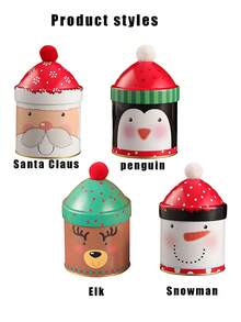 1 个空马口铁收纳盒、小糖果盒、便携式包装铁盒、户外旅行用品、家庭整理和收纳用品、圣诞收纳罐可爱老人雪人企鹅驯鹿印花马口铁盒、彩色可爱便携式铁盒，用于糖果、茶叶、收纳、办公桌零食、婚礼礼品包装、家居装饰、日常收纳、礼品盒和节日礼物迷你铁盒 - 彩色 - 查看 10