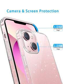[2 Pcs] 1pc Full Screen Clear Tempered Glass Screen Protector + 1pc Glitter Phone Case Compatible With Iphone16 Pro Max16e 16 16 Plus 16 Pro 16 Pro Max 15 14 13 12 11 Pro Max 12 13 Mini HD Screen Protector Compatible With Iphone X XS Max XR 7 8 6 6S Plus Se Set Gift For Birthday, Family, Friends Phone Screen Protector, Phone Accessories
