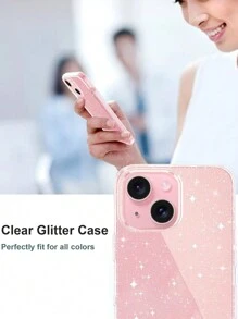 [2 Pcs] 1pc Full Screen Clear Tempered Glass Screen Protector + 1pc Glitter Phone Case Compatible With Iphone16 Pro Max16e 16 16 Plus 16 Pro 16 Pro Max 15 14 13 12 11 Pro Max 12 13 Mini HD Screen Protector Compatible With Iphone X XS Max XR 7 8 6 6S Plus Se Set Gift For Birthday, Family, Friends Phone Screen Protector, Phone Accessories