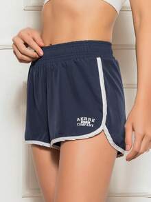 Women's Gym Shorts Kit 2 Loose Fitness Fashion Casual Workout Walking Running Yoga Workout Fitness Fit Running High Waist - 粉紅色和海軍藍 - 查看 2