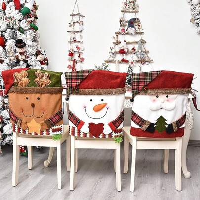 1PC Cartoon Christmas Chair Cover Add Festive Cheer New Year Ornament Suitable For Holiday Season(46*52cm)