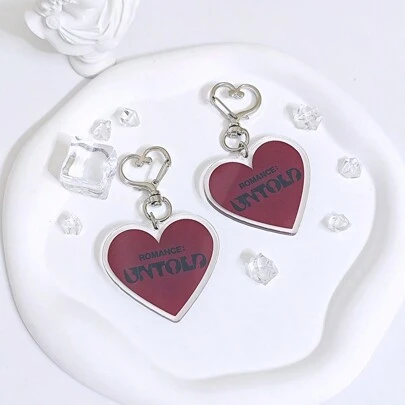 Cartoon Kpop Heart Keychain Cute Kawaii Acrylic Key Ring Purse Bag Backpack Car Key Charm Earbud Case Accessory Collectors Gift Back To School