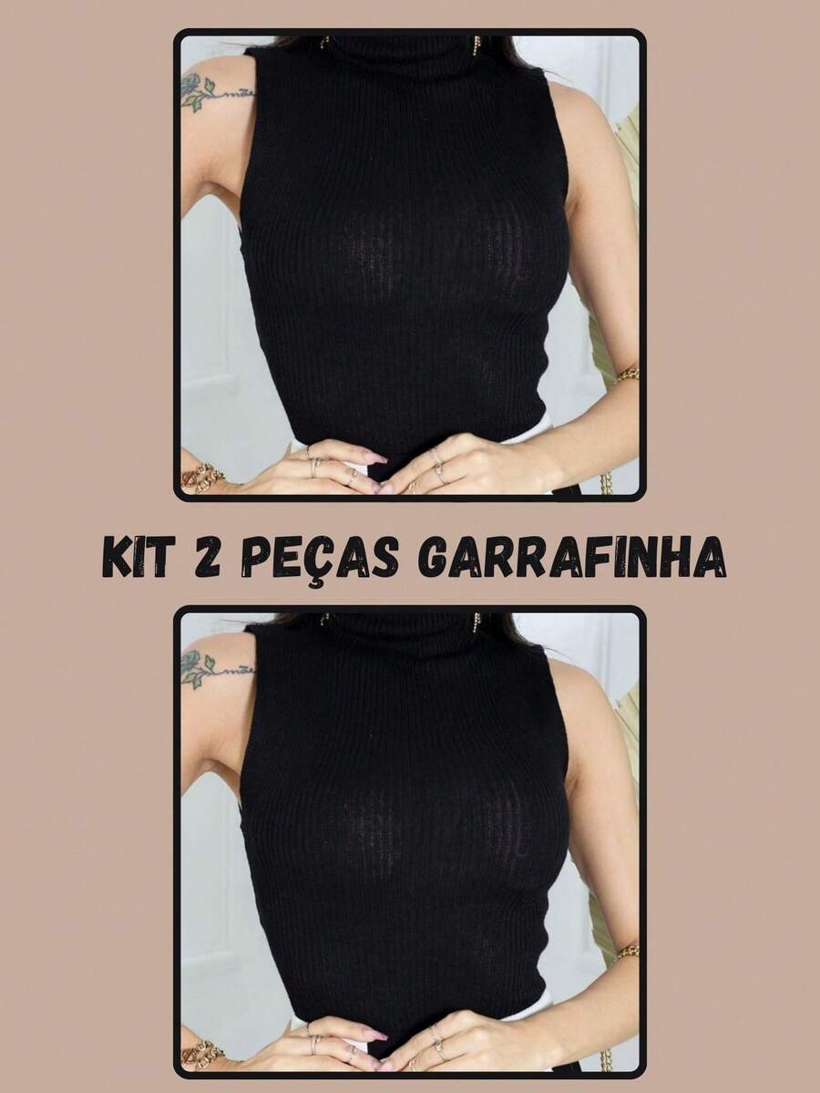 Kit 2 Units Garrafinha Blouse In Knitwear One Size - 黑色 - 查看 1