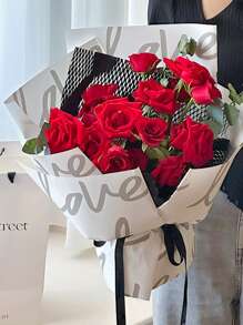 20 Stück/Pack Dickes, wasserfestes Geschenkpapier mit Liebes-und Blumenmuster für Blumenläden, Dekorationen für Blumensträuße