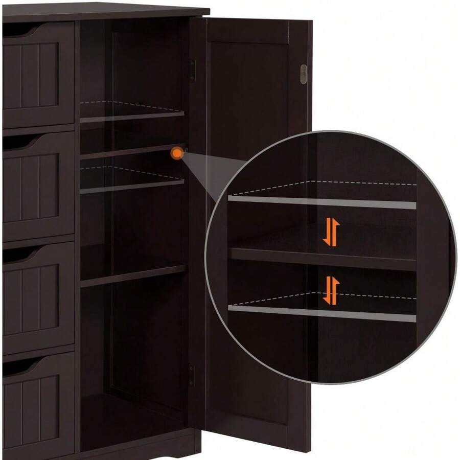 Yaheetech Wooden Floor Side Storage Organizer With 4 Drawers