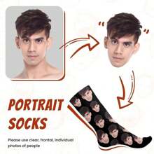 1 paire de chaussettes personnalisées avec n'importe quel visage pour garçons, chaussettes photo personnalisées pour beaux mecs et jolies filles, chaussettes hautes de couple avec image personnalisée intéressante, convient pour la Saint-Valentin, les anniversaires et autres occasions, drôles, folles, anime, idées de cadeaux multicolores pour l'école, l'hiver, la Saint-Valentin
