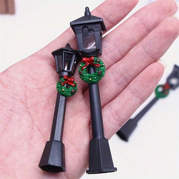 2 szt. 1:12 domek dla lalek miniaturowy wieniec uliczny model lampy - dekoracja do miniaturowych krajobrazów i mini ogrodów,
