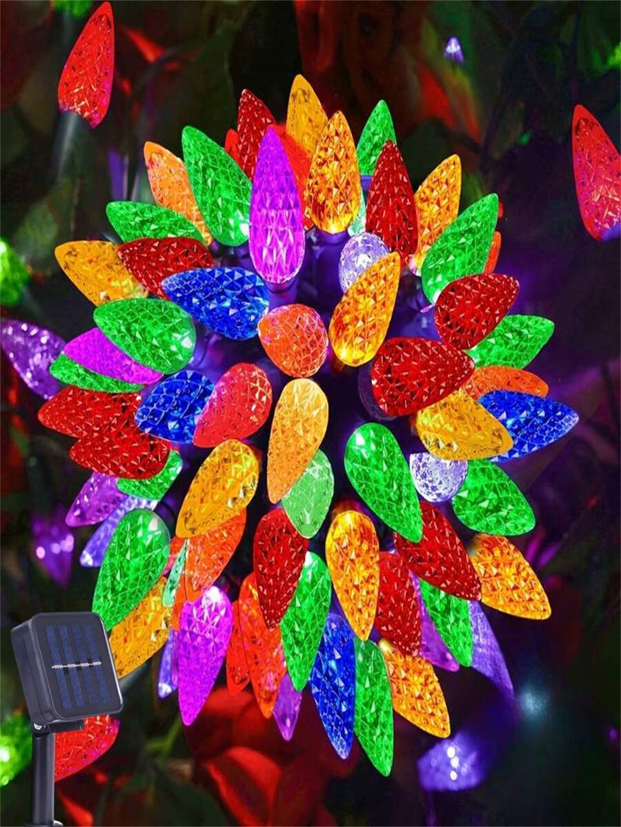 1 件太阳能装饰灯，带 20/50/100 个 LED 草莓 - 多色仙女灯，适用于花园、庭院、露台和凉亭装饰，8 种模式，户外花园照明，适用于小径、庭院、露台