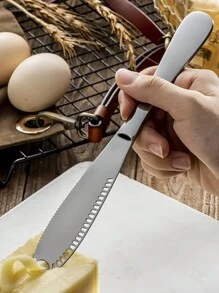 1 件不锈钢黄油刀，用于涂抹果酱、黄油、奶油的涂抹器，西式餐具圣诞礼物 - 銀色 - 查看 4