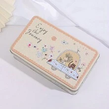 1 Cute Iron Box Cartoon Biscuit Iron Box Rectangular Biscuit Box, Snowflake Pastry Circular Iron Box, Candy Packaging Box, Empty Metal Can, Storage Box, Baking Tool - Multicolor - View 6