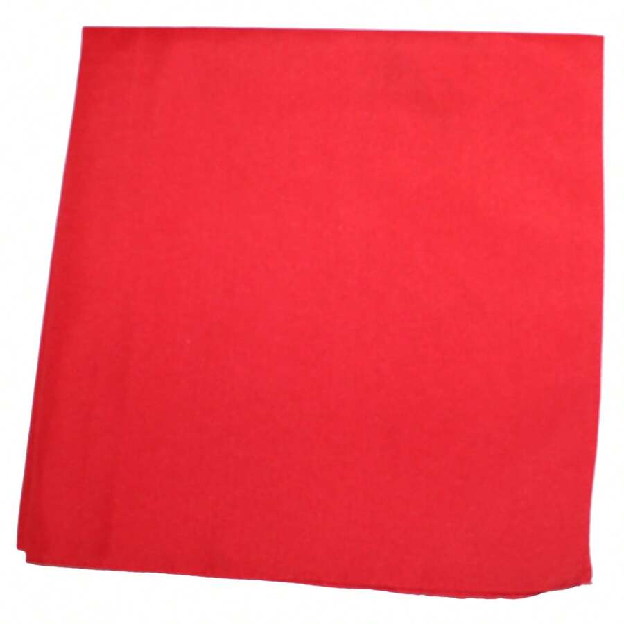 Mechaly Polyester Bandana - Paisley And Solid Colors - Pack Of 4 - Plain Red - View 1